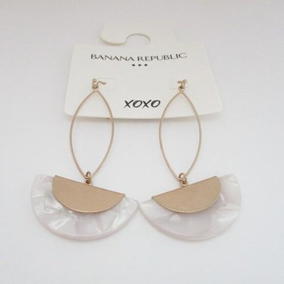 Banana Republic Gold and White Dangle Earrings - Picture 6 of 6